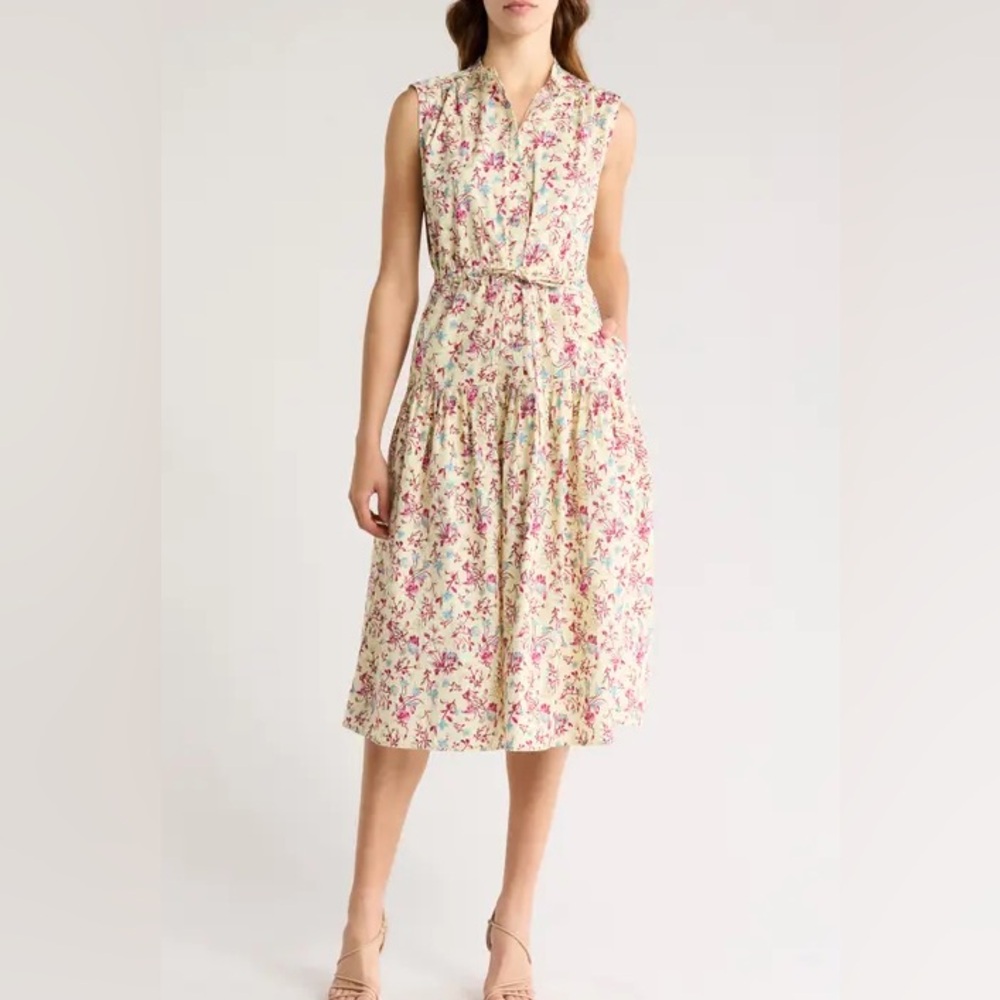 NWT 10 Crosby Derek Lam Buttermilk Floral Midi Dress